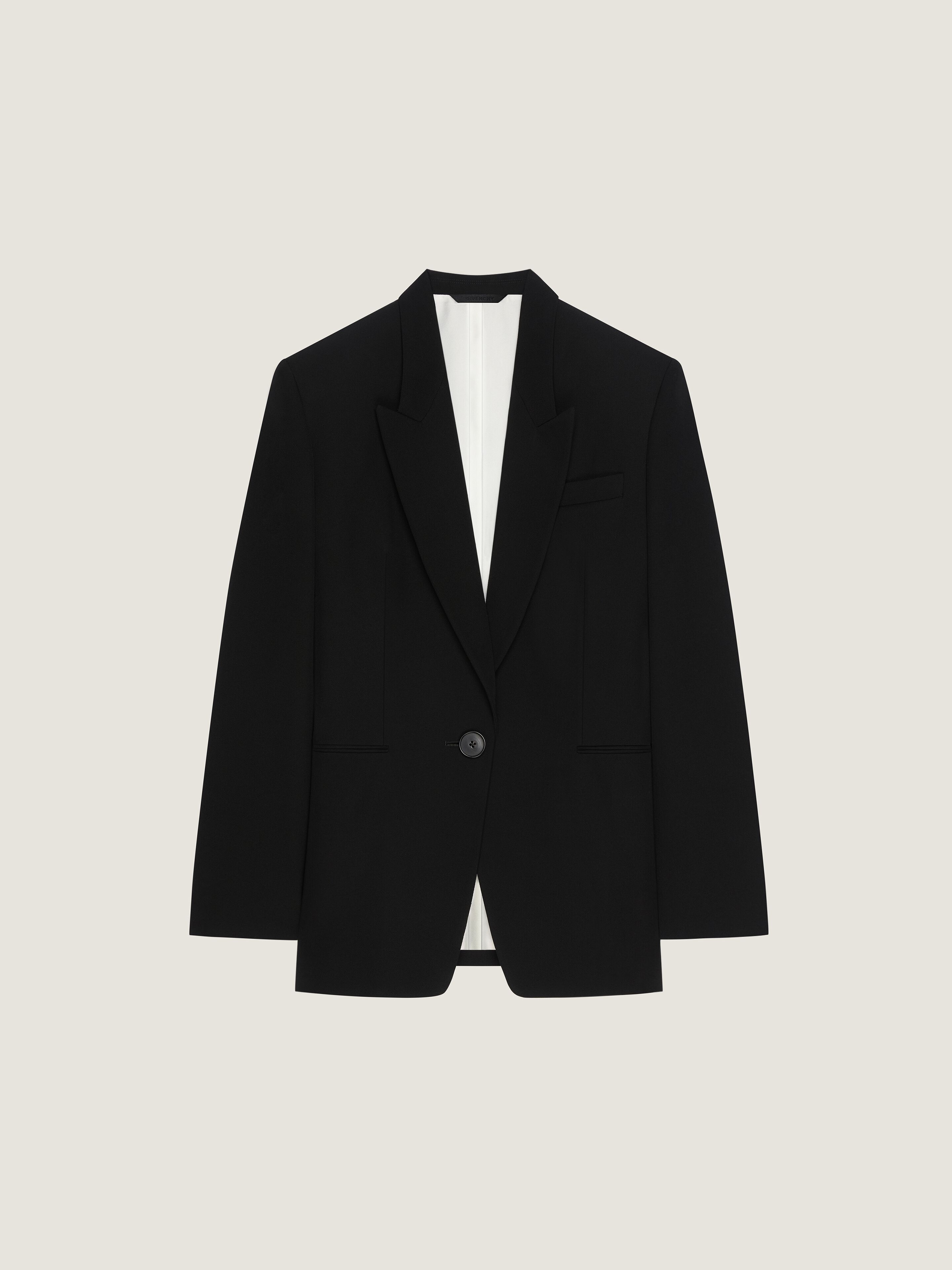Boxy single beasted jacket in wool